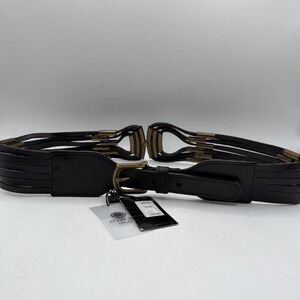 BALiBELTS Studio Black Genuine Leather Gold Metal  Accents Size Small